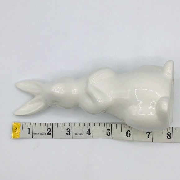 CERAMIC White Bunny Rabbit 8” Easter Spring Figure Farmhouse Decor Mantle Table - Picture 9 of 9